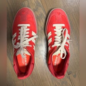 Adidas Heart-Detail Red and Cream Samba XLG Sneakers